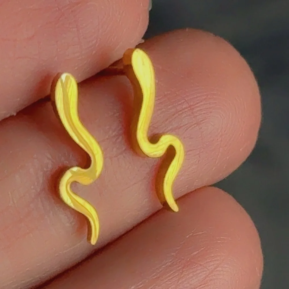 Gold Stainless Steel Snake Ear Studs | 15mm
